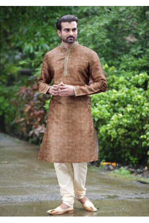 Brown Color Silk Kurta Set